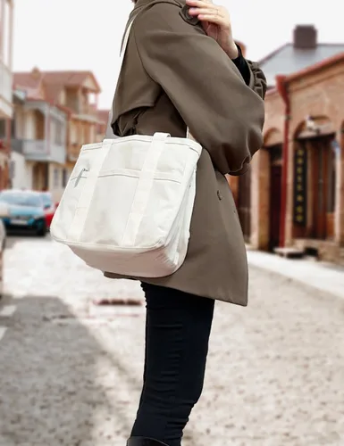 Vista 6 de YIKOEE Bolso tote con bolsillos para mujer bolso cruzado de lona - múltiples compartimentos