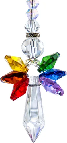 Vista 10 de Atrapasoles de cristal de ángel guardián arcoíris para decoración del hogar, auto, porche, decoración de porche, adorno de cristal para mamá y mujer