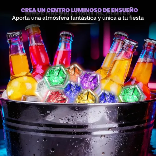 Vista 6 de RowinsyDD Light Up Ice Cubes, 18 Pack Multi Color Led Ice Cubes for Drinks