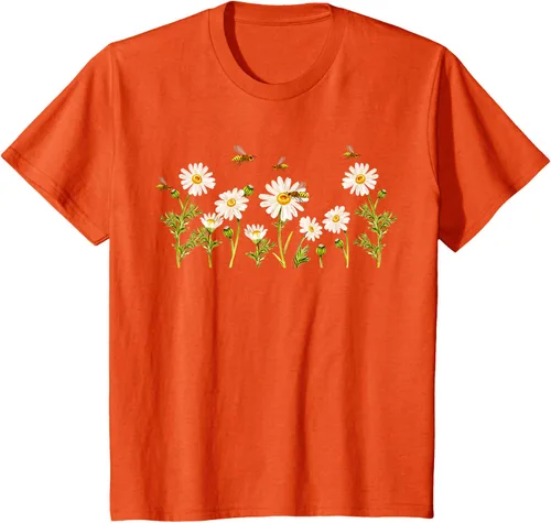 Vista 71 de Marguerites Daisy - Camiseta de verano con margaritas de jardín de flores, Negro, S