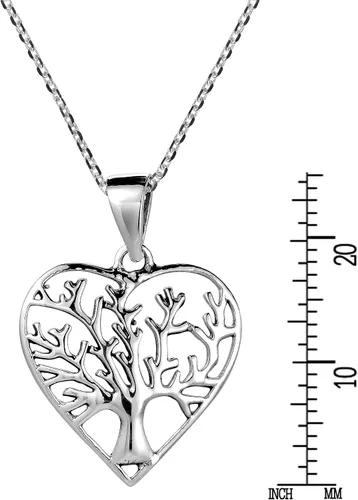 Vista 4 de AeraVida Collar de plata esterlina 925 con forma de corazón romántico del árbol de la vida Collar de plata de ley Collar en forma de corazón