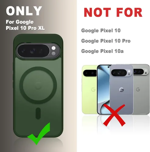 Vista 1526 de Funda para Google Pixel 10 Pro XL, cubierta magnética mate, color negro Fit for MagSafe, Screen Protector included, Shockproof Military Grade