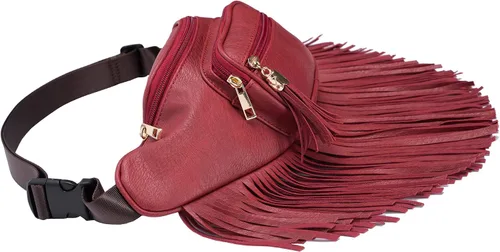 Vista 2 de Solene Riñonera con flecos para mujer con múltiples bolsillos con cremallera