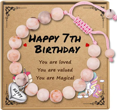Vista 27 de Sereney Regalos de cumpleaños para niñas, pulseras de cuentas hechas a mano rosa para adolescentes