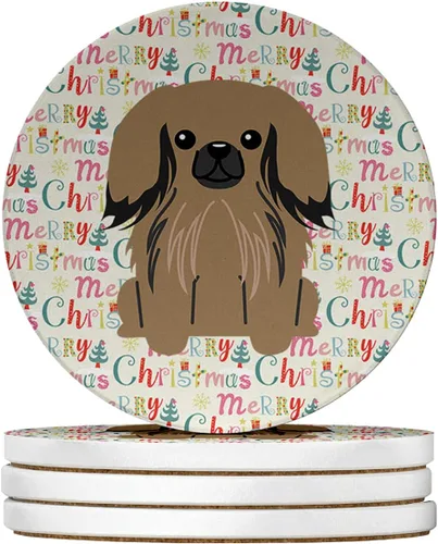 Vista 175 de Abyssinian Sand Terrier Merry Christmas - Posavasos grandes de piedra arenisca (4 unidades)