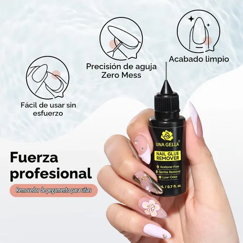 Vista 3 de UNA GELLA Nail Glue Remover for Press On Nails 20ml Pinpoint Acetone-Free