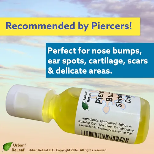 Vista 3 de Set Urban ReLeaf Piercing Bump Shrinking Drops & Piercing Relief Solution ! Cuidado posterior suave y eficaz. Ayuda rápida para piercings irritados