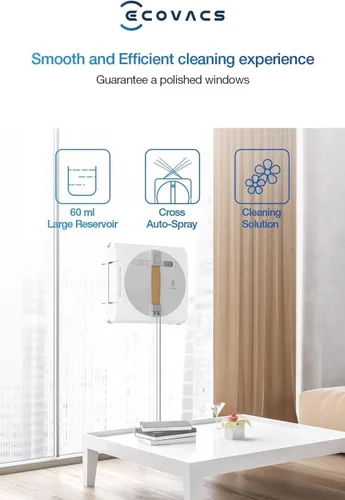 Vista 3 de ECOVACS Winbot W1 Pro - Robot de limpieza de ventanas, limpieza inteligente con tecnología de rociado de agua dual cruzado, planificación de rutas