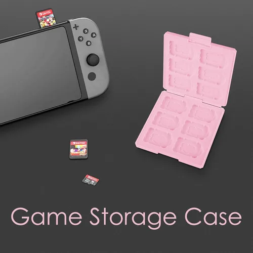 Vista 6 de Linkidea Game Card Case Compatible with Nintendo Switch NX NS, Hard Shell Protective Storage Carrying Box with 12 Card Slots and 12 Micro SD Card
