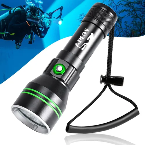 Vista 8 de APLOS Luz de buceo AP20 - Linterna de buceo de 2000 lúmenes, linterna submarina impermeable IPX8 con batería recargable y cargador