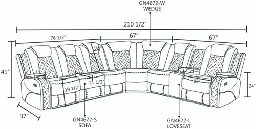Vista 2 de Ritz Power - Juego de sala de estar reclinable con LED para sala de estar, dormitorio, casa de invitados, sala de juegos, Airbnb, apartamento