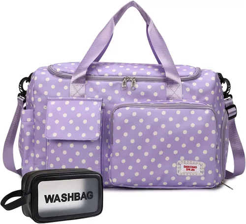 Vista 49 de Bolsa de Gimnasio Pequeña para Mujer, Bolsa de Lona de Viaje, Bolsa de Fin de Semana con Compartimento para Zapatos rosado