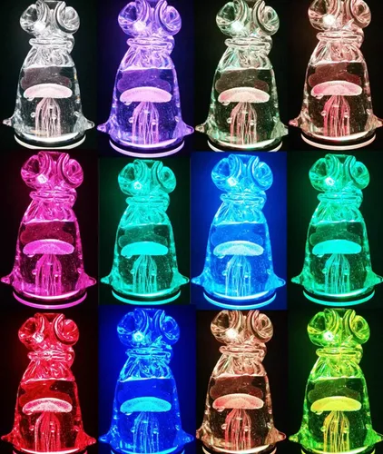 Vista 5 de Base de luz LED antideslizante redonda soporte de exhibición en una variedad de colores, adecuado para obras de arte esféricas de cristal