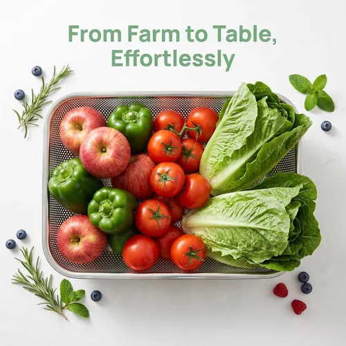 Vista 8 de Cedilis Paquete de 2 coladores grandes de acero inoxidable, cesta de lavado de verduras de malla de 6 cuartos de galón, cesta escurridor rectangular