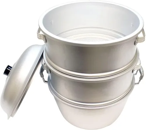 Vista 7 de TrueCraftware- Juego de ollas de vapor de aluminio de 3 niveles de 11-1/2 pulgadas x 14 1/2 pulgadas 1/8 pulgadas tamaño de agujero, olla de cocina