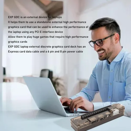 Vista 2 de GDC PCIe portátil externo independiente tarjeta de vídeo Dock soporte 6Pin externa discreta tarjeta gráfica base