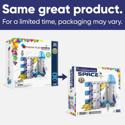 Vista 8 de MAGNA-TILES Space 32-Piece Magnetic Construction Set, The Original Magnetic Building