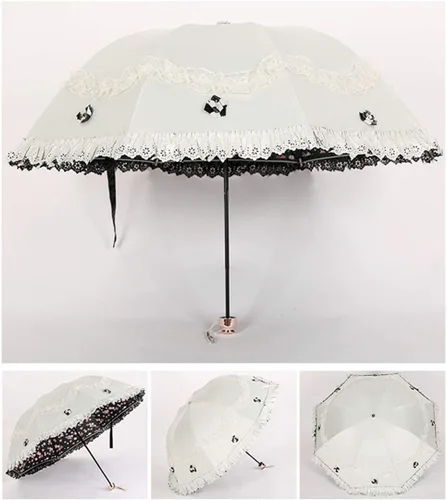 Vista 51 de Honeystore Paraguas plegable a prueba de rayos ultravioleta Princess Lace Parasol con cúpula anti-UV