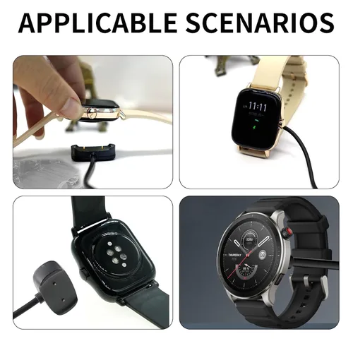 Vista 5 de Cable magnético de cargador de reloj inteligente, protección contra sobrecorriente integrada de 2 pines de 3.3 pies 5V1A USB-A, accesorios