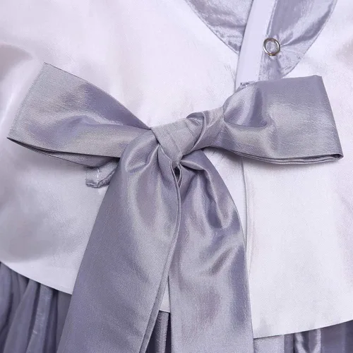Vista 6 de XINFU Conjunto de Hanbok tradicional coreano para mujer, vestido colorido de manga larga, disfraz de cosplay