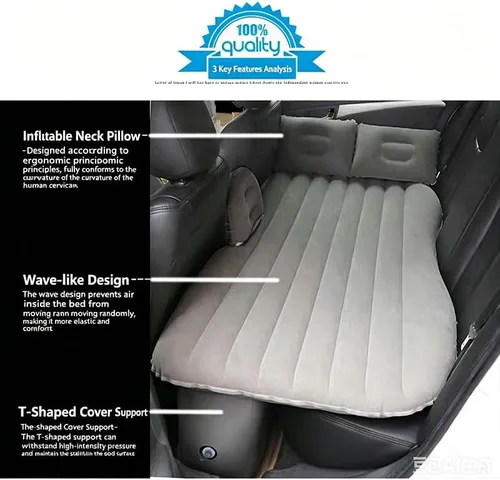 Vista 3 de Car Air Mattress for Mitsubishi Eclipse 2006-2011, Inflatable Camping Bed with Air Pump 2 Pillows Thickened Portable Back Seat Sleeping Pad for Beige