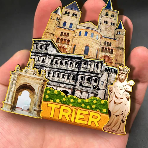 Vista 4 de Trier Alemania - Imán de madera 3D para nevera, recuerdos coleccionables, decoración artesanal, artesanías