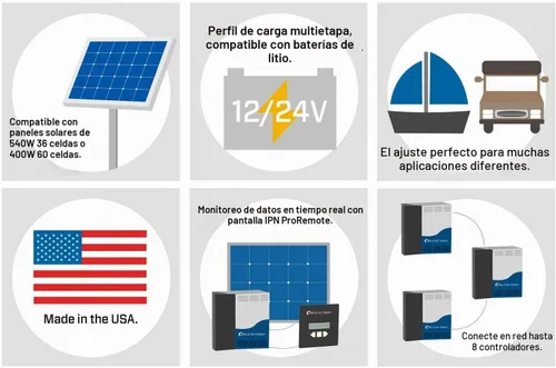 Vista 6 de Solar Boost SB3024iL MPPT Controlador de carga 40A/30A, batería de 12V/24V. Salida auxiliar para carga de batería dual o salida de carga LVD de 20 A