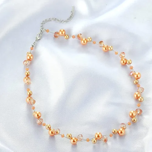 Vista 3 de Collar corto de turquesa con cuentas para mujer, joyería de moda con perlas y cuentas de cristal, regalos de cumpleaños para mujer