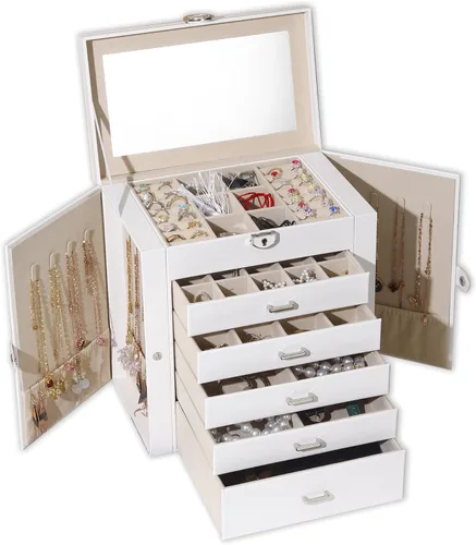 Vista 10 de BOOVO Joyero grande para mujer, organizador de joyas grande