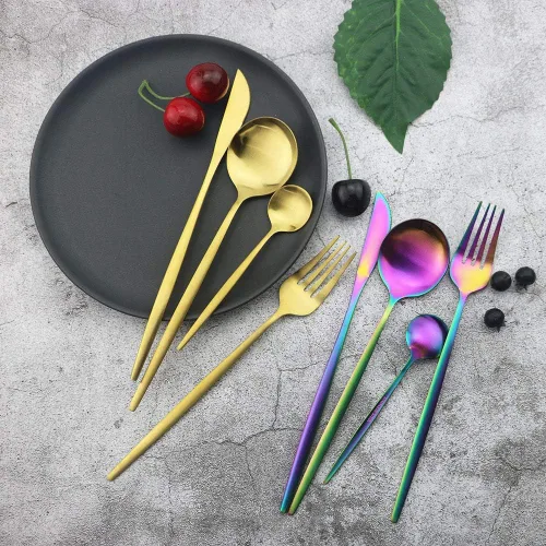 Vista 4 de JASHII Juego de cubiertos de acero inoxidable de 24 piezas, juego de cubiertos de servicio para 6, utensilios para cocina, aptos para lavavajillas
