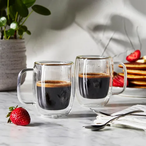 Vista 3 de ZWILLING Sorrento Plus - Juego de tazas de vidrio espresso de doble pared, 4.5 onzas, 4.5 fl oz Transparente