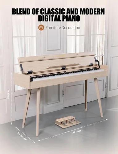 Vista 6 de Uiscom Piano digital, peso de 88 teclas, eléctrico, de escritorio a tocador de madera, teclado progresivo, acción de martillo, perfecto