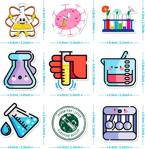 Vista 2 de 50 calcomanías divertidas de ciencia de laboratorio para adolescentes, estudiantes, profesores, experimentos científicos, calcomanías de vinilo