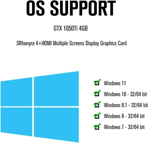 Vista 5 de Tarjeta gráfica GTX 1050 Ti 4 GB 4HDMI 128-Bit Quad Monitor Tarjeta de Video GDDR5 para múltiples pantallas, proyección o pared de video