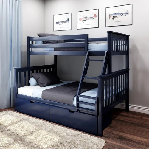 Vista 29 de Max & Lily - Litera, marco de cama individual sobre cama matrimonial para niños, color azul. Climb with Confidence, Sturdiness Redefined