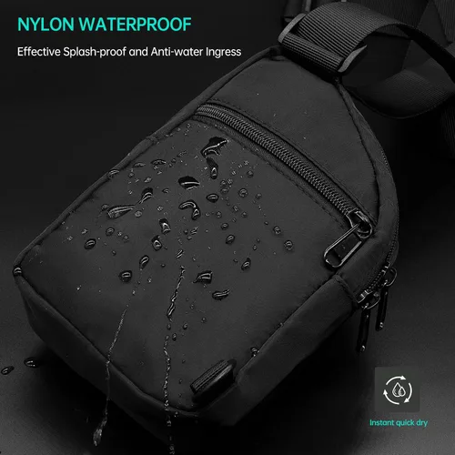 Vista 6 de Long Keeper Bolso bandolera pequeño para hombre, mochila ligera para el pecho, bolsas de hombro para senderismo, ciclismo, viajes, correr (C-negro)