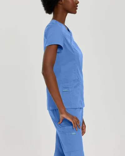 Vista 2 de Landau Proflex 4161 - Camiseta médica elástica con 3 bolsillos para mujer Ceil