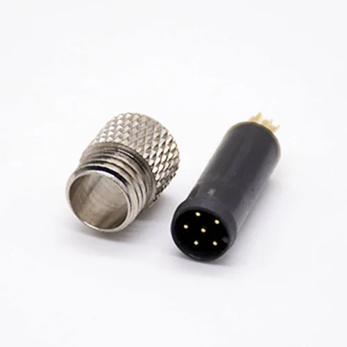 Vista 3 de Elecbee 5 unids M8 conector 6 pin macho recto macho sobremoldeado soldadura copa sin blindaje un código