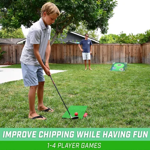 Vista 2 de GoSports BattleChip Backyard Golf Cornhole Games – Includes Targets, Chipping Mats, Foam Golf Balls, Scorecard and Carry Case