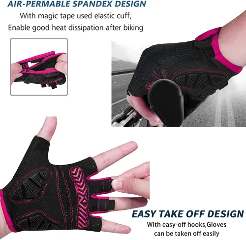 Vista 5 de MOREOK Guantes de ciclismo para hombres y mujeres almohadilla de gel transpirable antideslizante de 0.197in Guantes de ciclismo de medio dedo
