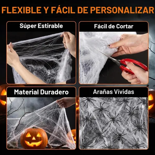 Vista 4 de MAQIHAN Telarañas de Halloween de 1300 pies cuadrados - Telarañas al aire