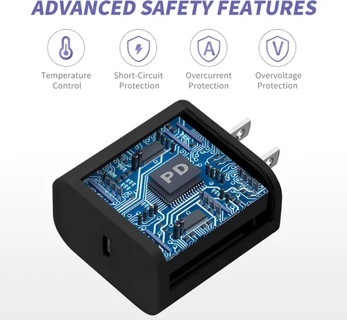 Vista 3 de Cargador de iPhone de carga rápida, [certificado MFi] Paquete de 2 cargadores de 20 W tipo C con [3 metros y 1.8 metros] cable USB C a Lightning