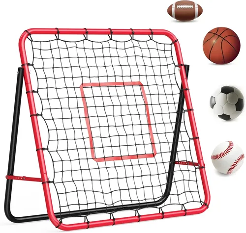 Vista 2 de Red de rebote de fútbol 2 en 1 – Entrenador de rebote de 6 x 4.6 pies y 6 x 1.4 pies para práctica en solitario y en equipo, práctica de red