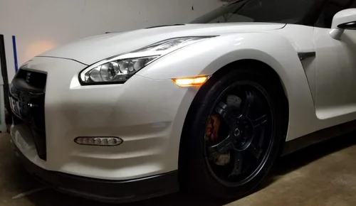 Vista 7 de iJDMTOY JDM - Kit de luz de marcador lateral frontal 3D ámbar transparente compatible con Nissan GT-R 2007 en adelante, alimentado por 30 diodos
