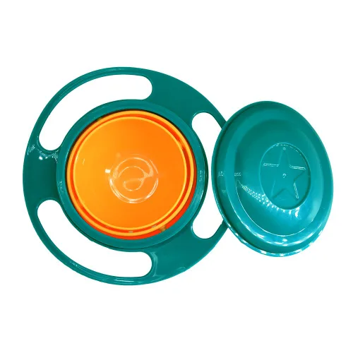 Vista 3 de ZTL Gyro Bowl 360 Dgree - Cuenco giroscópico resistente a derrames con tapa 3 piezas (azul+verde+rosa)