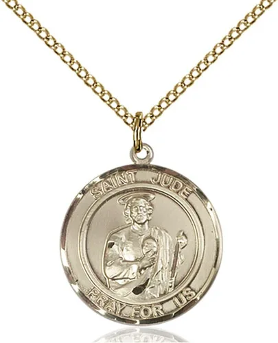 Vista 3 de Bonyak Jewelry - Medalla de San Judas hecha a mano con relleno de oro amarillo de 14 quilates