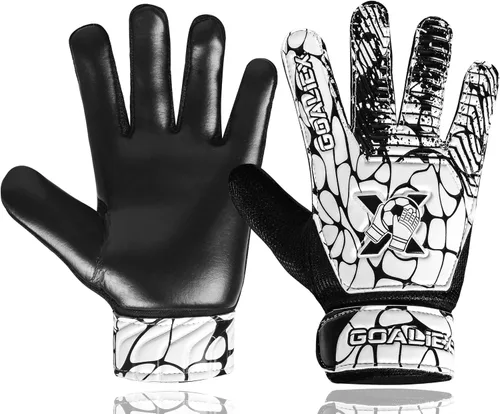 Vista 15 de Guantes de portero de fútbol, guantes de portero de fútbol para niños, niños y jóvenes, niños con doble muñeca de 4 mm y palma de súper agarre