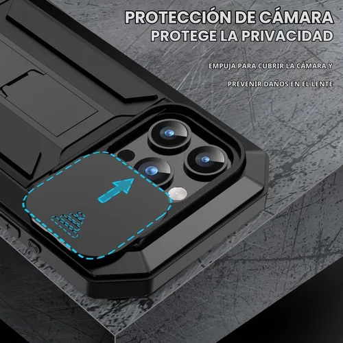 Vista 4 de Lunivop - Carcasa para iPhone 15 Pro Max de metal resistente militar de 6.7
