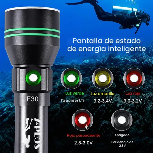 Vista 4 de APLOS AP50 Linterna de Buceo, Antorcha de Buceo 5000 Lúmenes Super Brillante, IPX8 Impermeable para Buceo Nocturno Bajo el Agua, Luz Sumergible