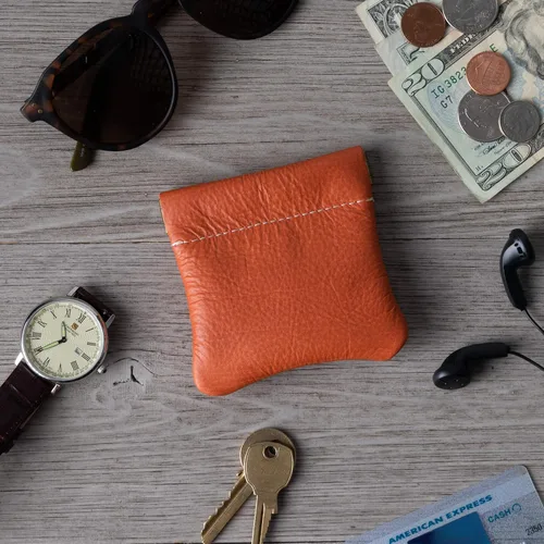 Vista 24 de Monedero clásico a presión, de cuero, para hombre de Nabobb, negro